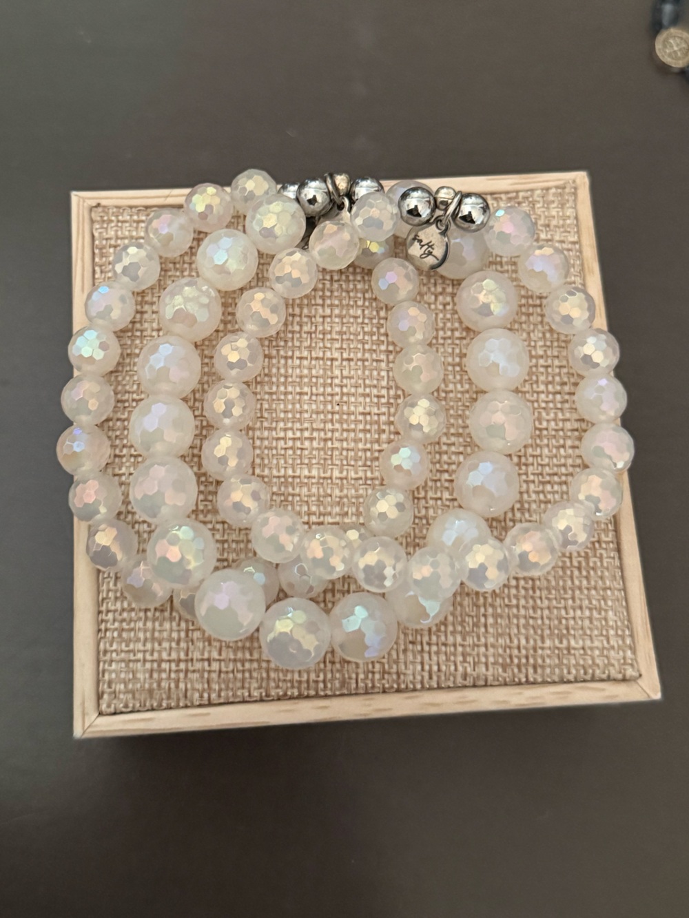SaltyWrists icy snowflake beaded stack